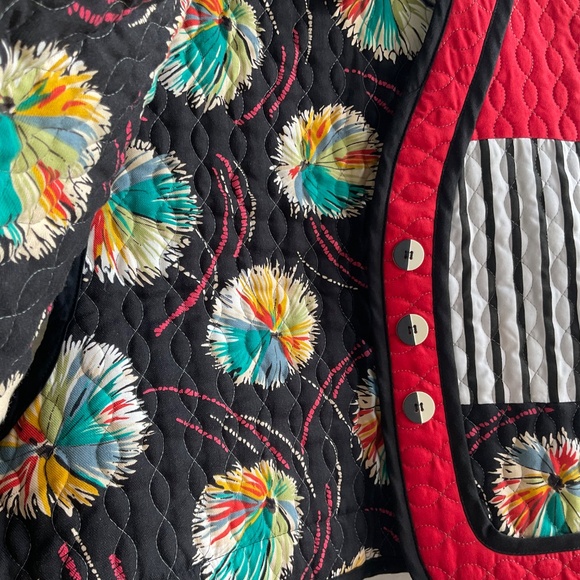 Jeanne Marc Vest Vintage ‘80s Quilted Cotton Open Waistcoat Boho Graphic Size M - Picture 4 of 14